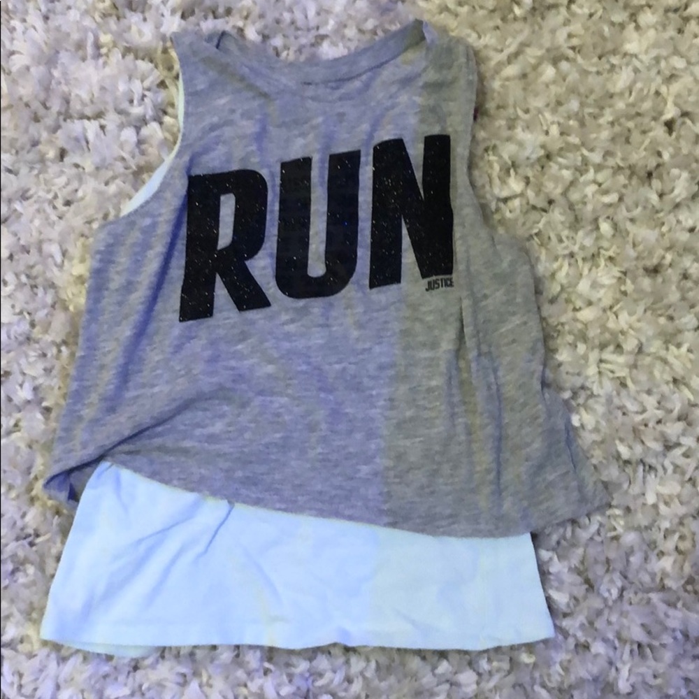 Cute Gray and blue double tank top.